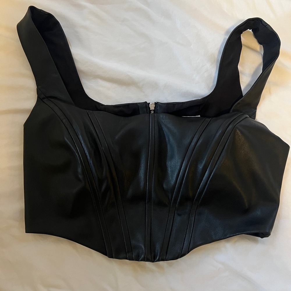Black pleather corset top - never worn